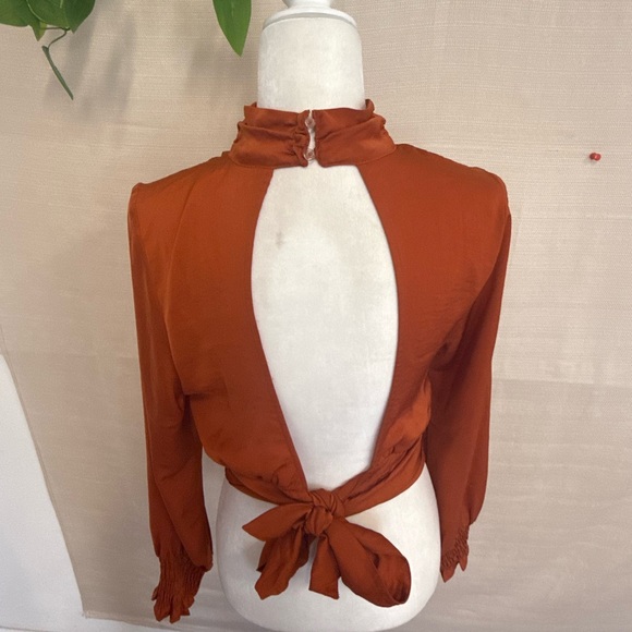 Elegant Rust Orange Women's Blouse - Picture 3 of 3